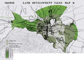 Adolf Ciborowski and Polservice developed the future layout of the city further in 1964. Credits: Adolf Ciborowski and Polservice 1964, Institute for Town Planning and Architecture Skopje. Report of the Master Plan 5.